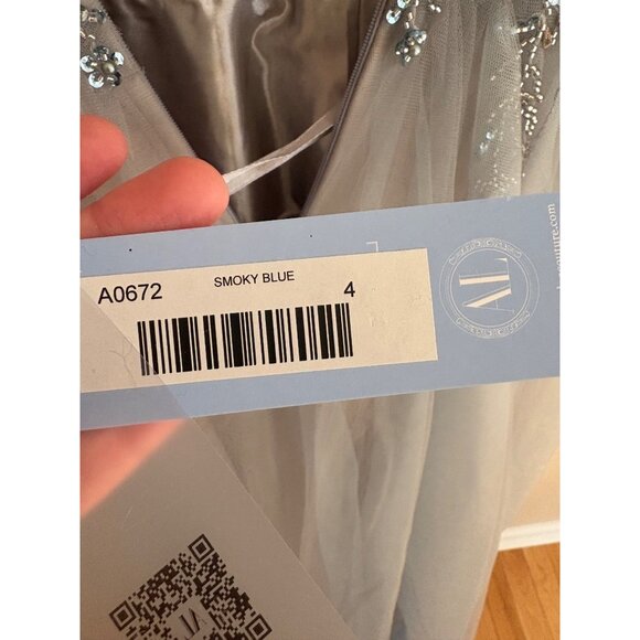 Andrea & Leo Couture A0672 NWT Smoky Blue Embellished Tulle Prom Ball Gown Sz 4 - Picture 13 of 16